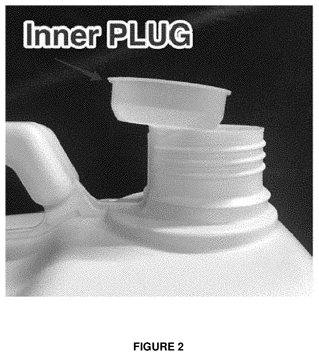 Integrally moulded plastic plug ring cap