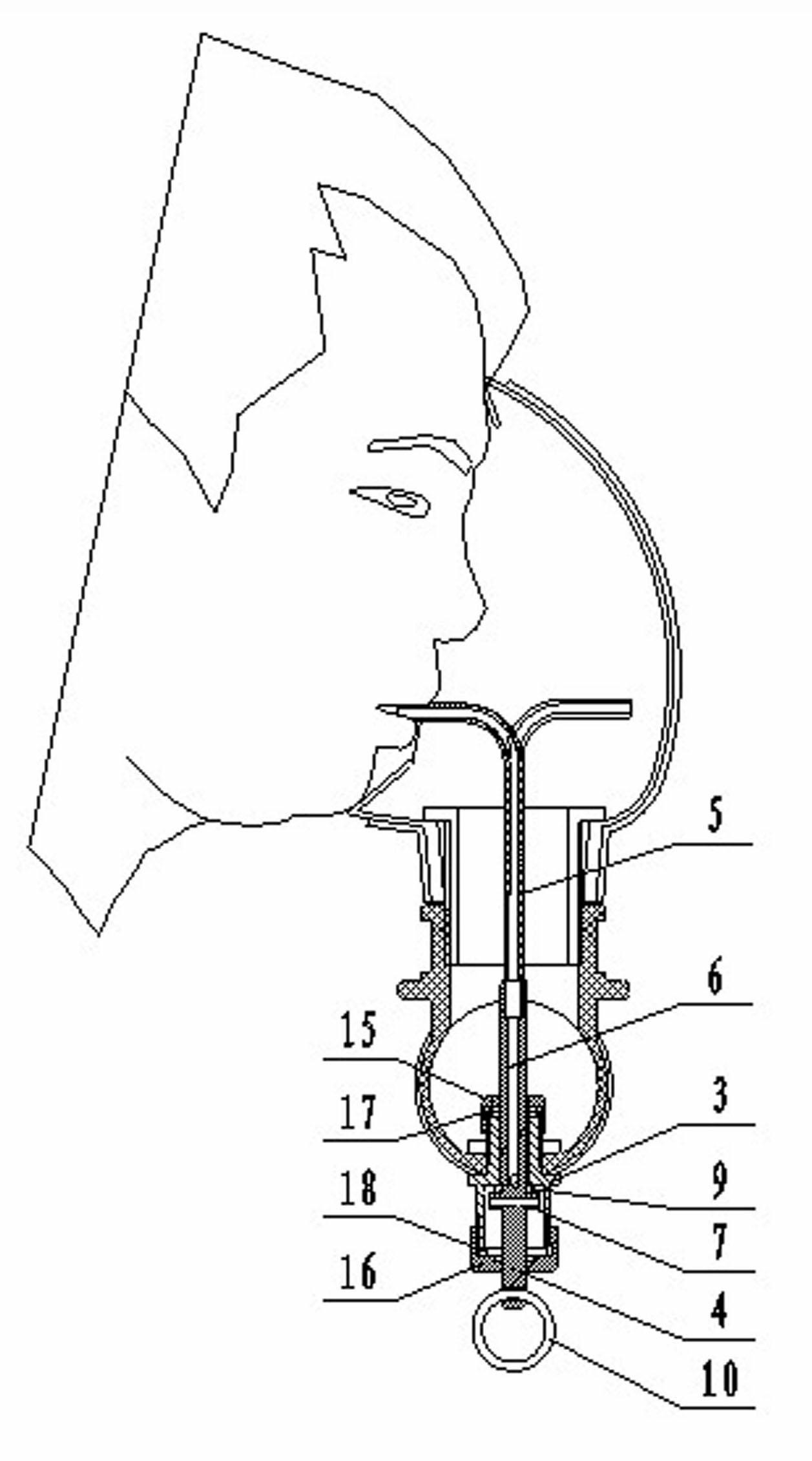 Disaster area drinking device for positive-pressure oxygen breathing apparatus