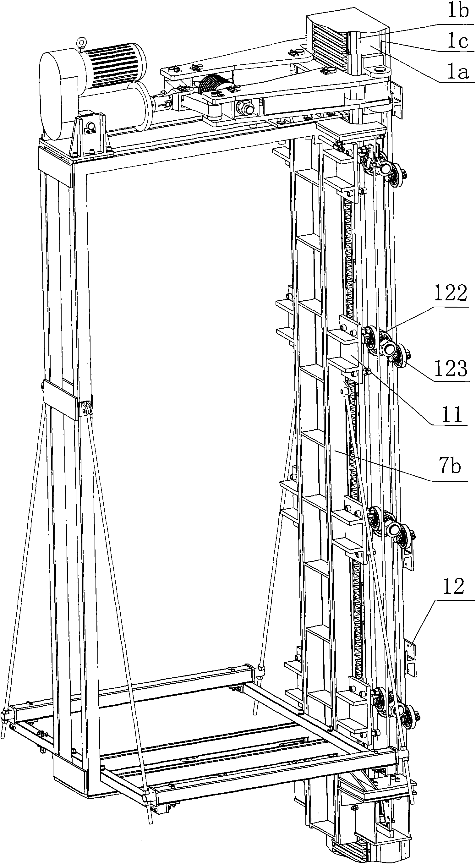 Rope-free hoister with force increasing mechanism brake