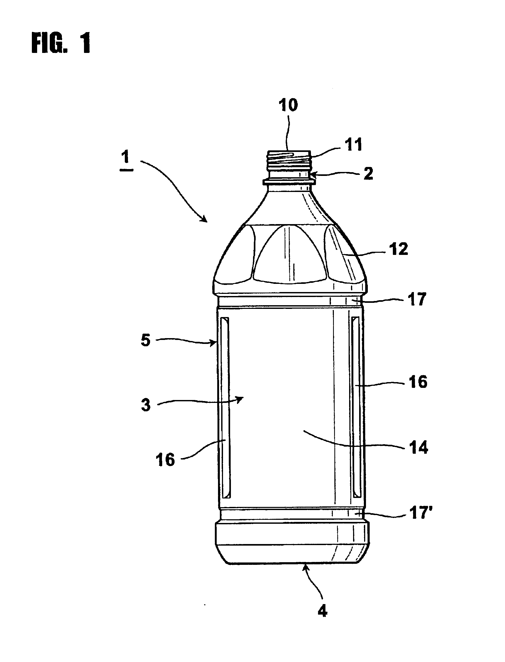 Handy bottle and process for manufacturing same