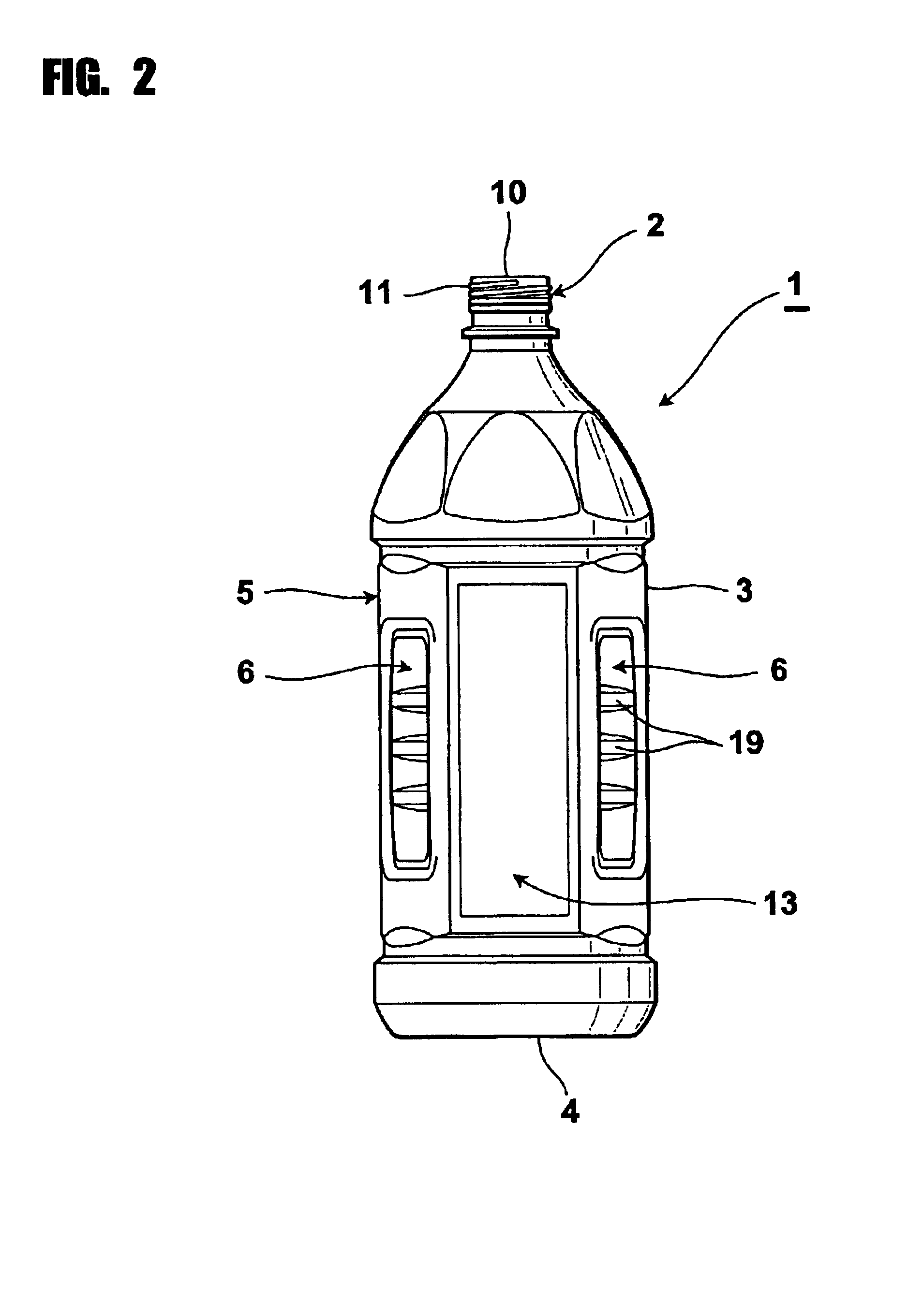 Handy bottle and process for manufacturing same