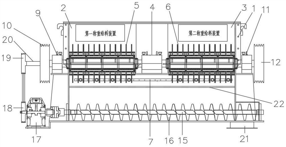 Parallel double-rotor crushing and stirring all-in-one machine with particle size adjusting capability and weighing capability