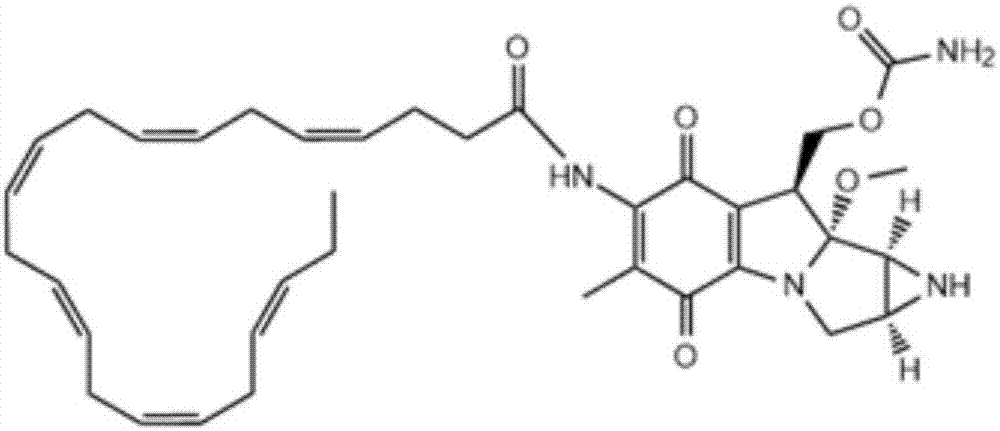 DHA (docosahexaenoic acid)-MMC (mitomycin C) derivative and preparation method and application thereof
