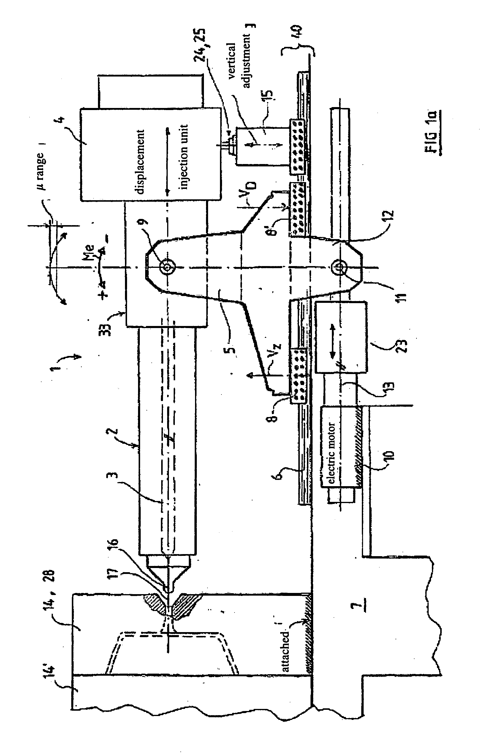 Injection unit, and method for the adjustment thereof