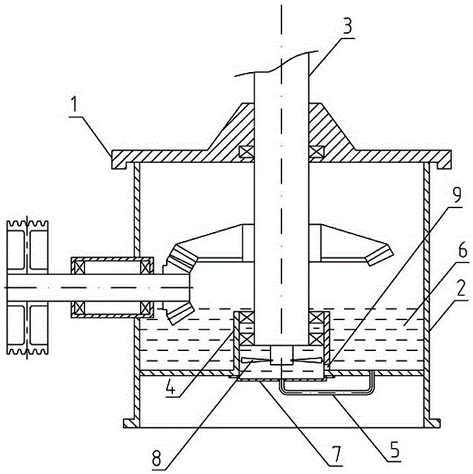Vertical speed reducer with vertical shaft bearing lubricating oil circulating device