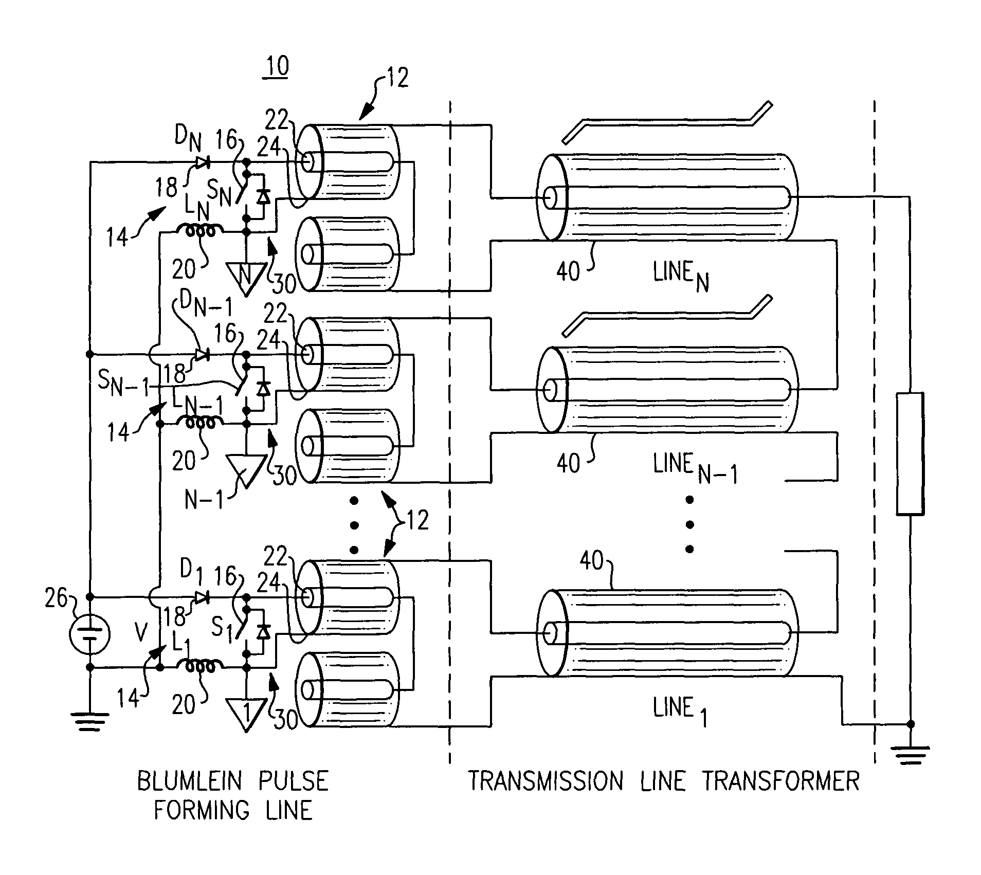 Transmission line based high voltage pulse generator