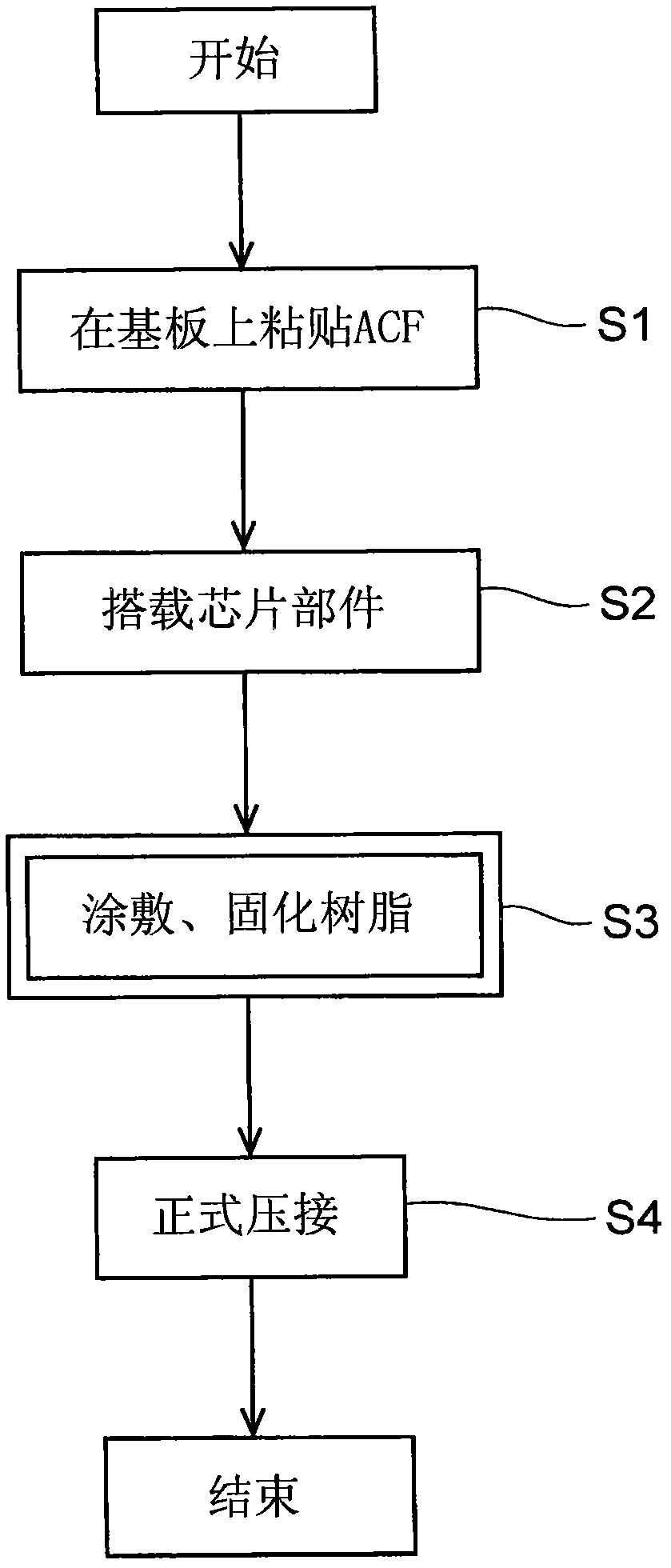 Chip component mounting structure, chip component mounting method and liquid crystal display device