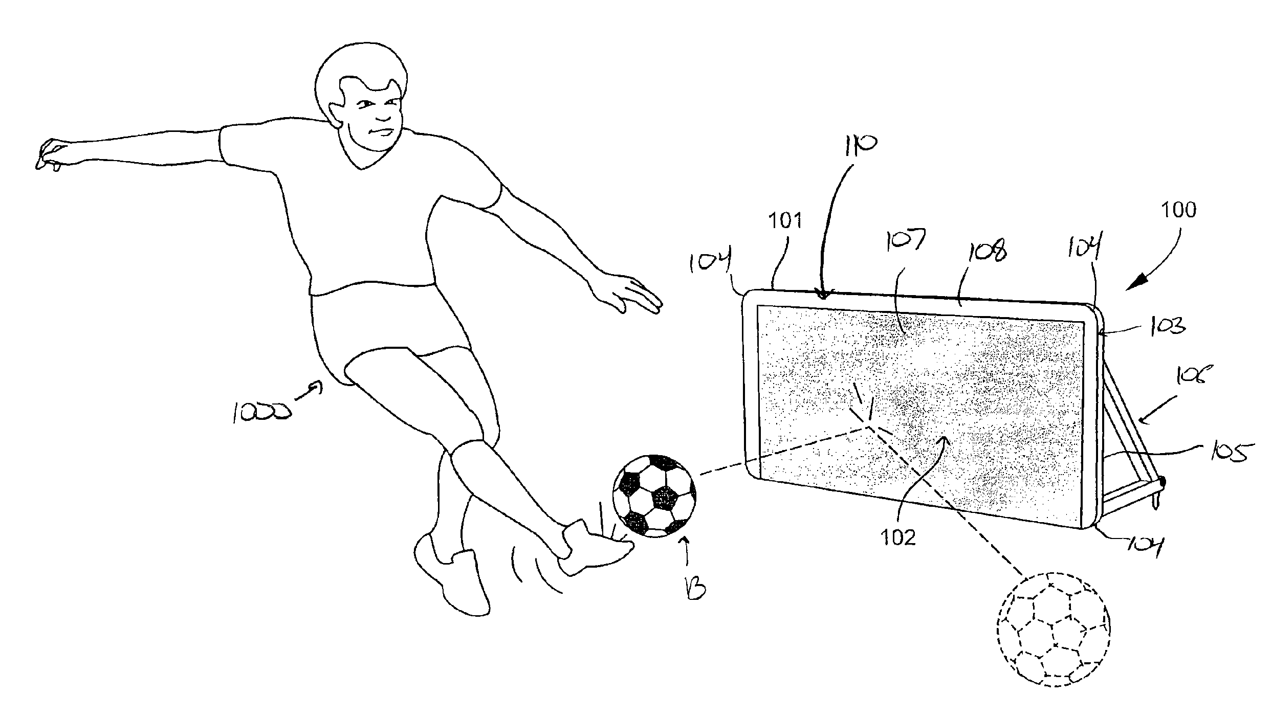 Soccer Training Device, Method of Use and System