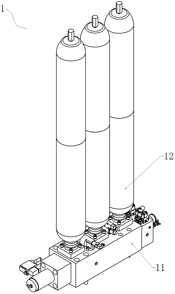 Hydraulic device with high pressure and large flow rate for rapid boosting