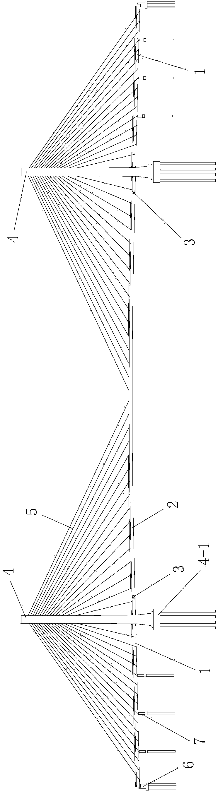 Double-tower hybrid beam cable-stayed bridge system and construction method thereof