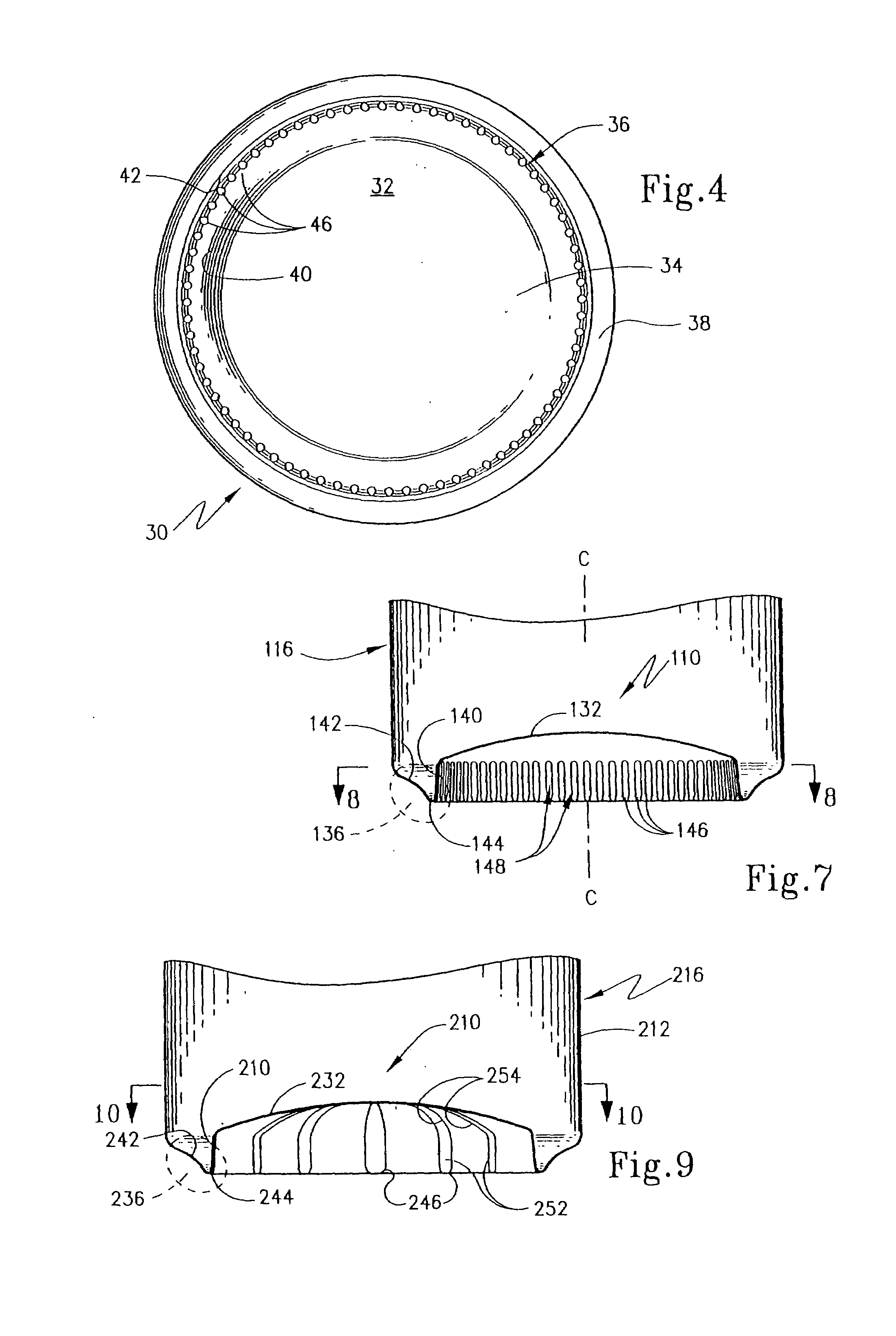 Method and container having reinforcing rib structures