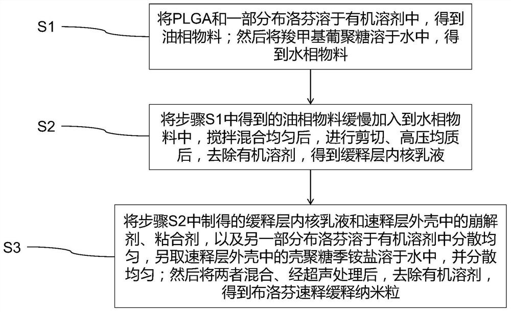 Ibuprofen quick-release and slow-release nanoparticle and preparation method thereof