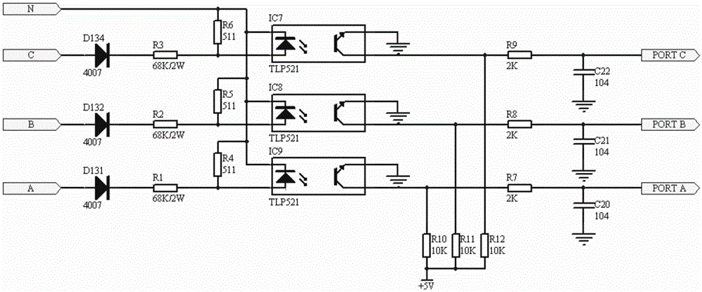 Method and device for detecting lack of null line in three-phase power supply