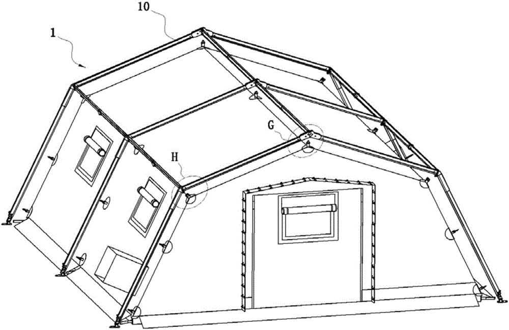 Extendable and retractable tent frame connecting unit and tent frame