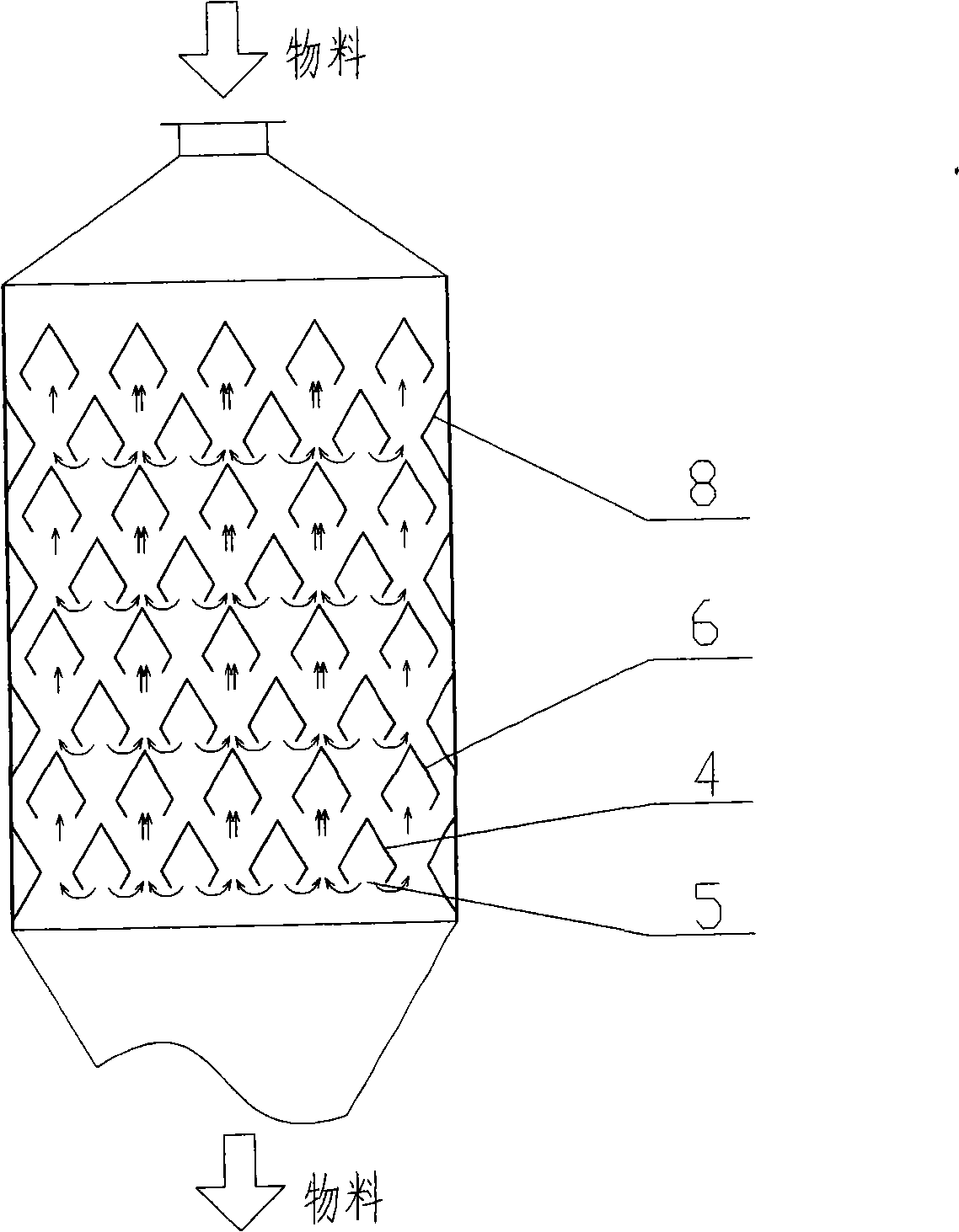 Sectional polyester chip solid phase viscosity-increasing reactor