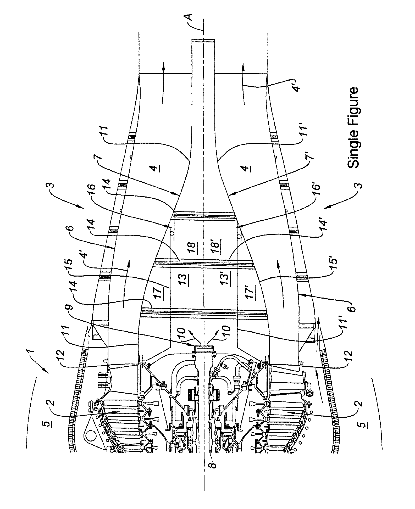 Central body of a turbojet nozzle