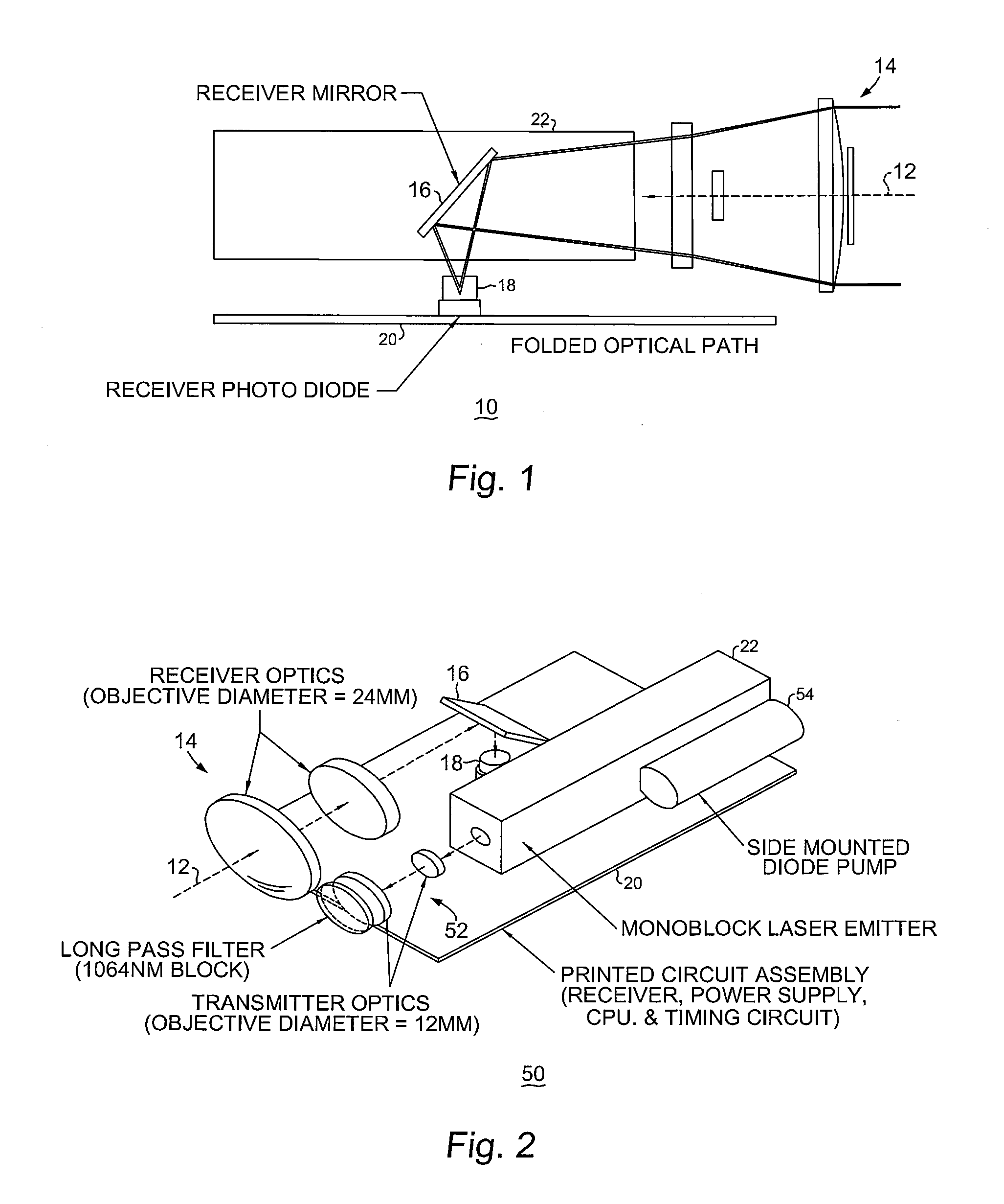Non-saturating receiver design and clamping structure for high power laser based rangefinding instruments