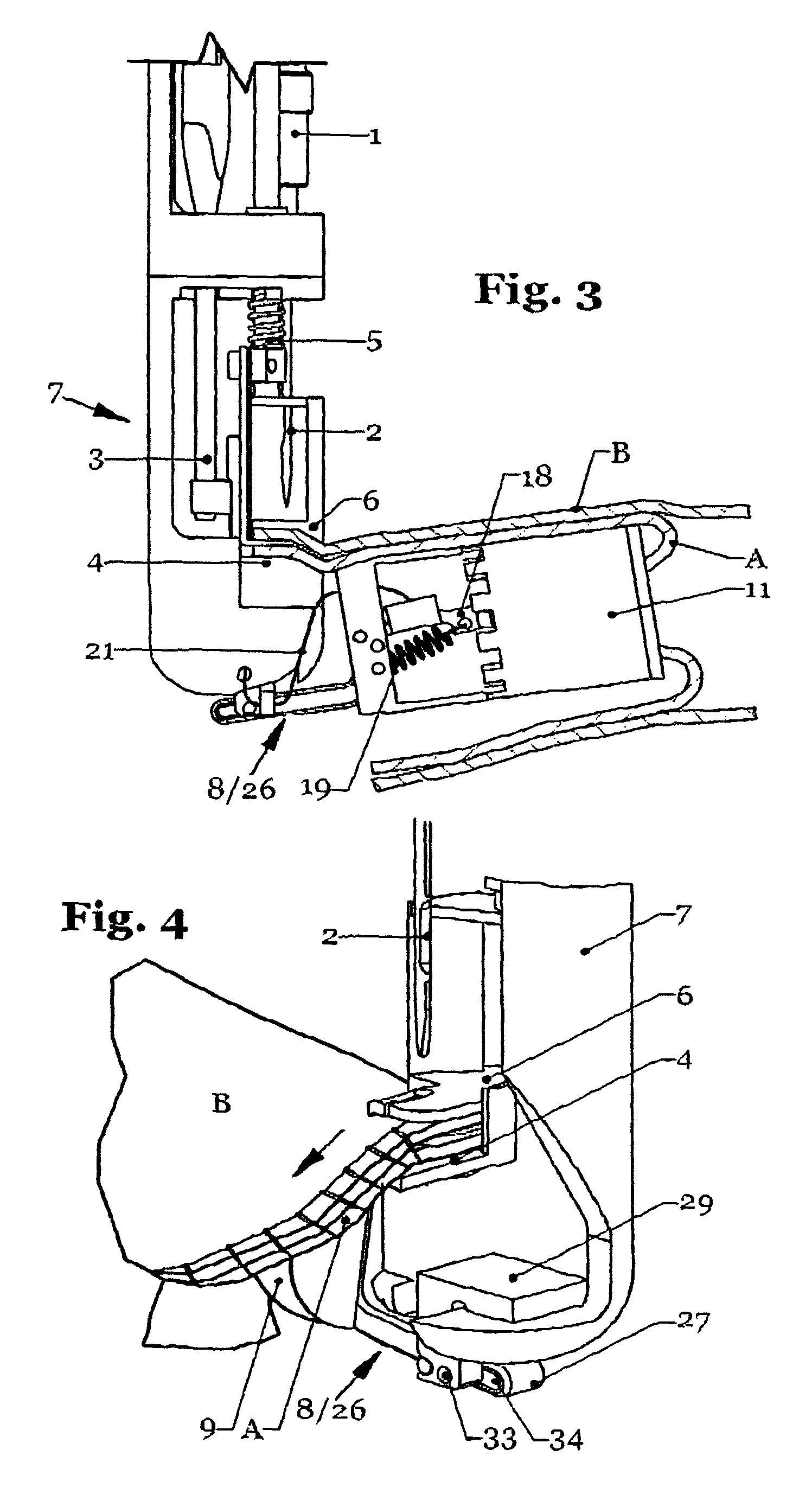Device that can be mounted on a surgical sewing machine to form an end-to-end anastomosis between two hollow organs, suturing machine and process thereof