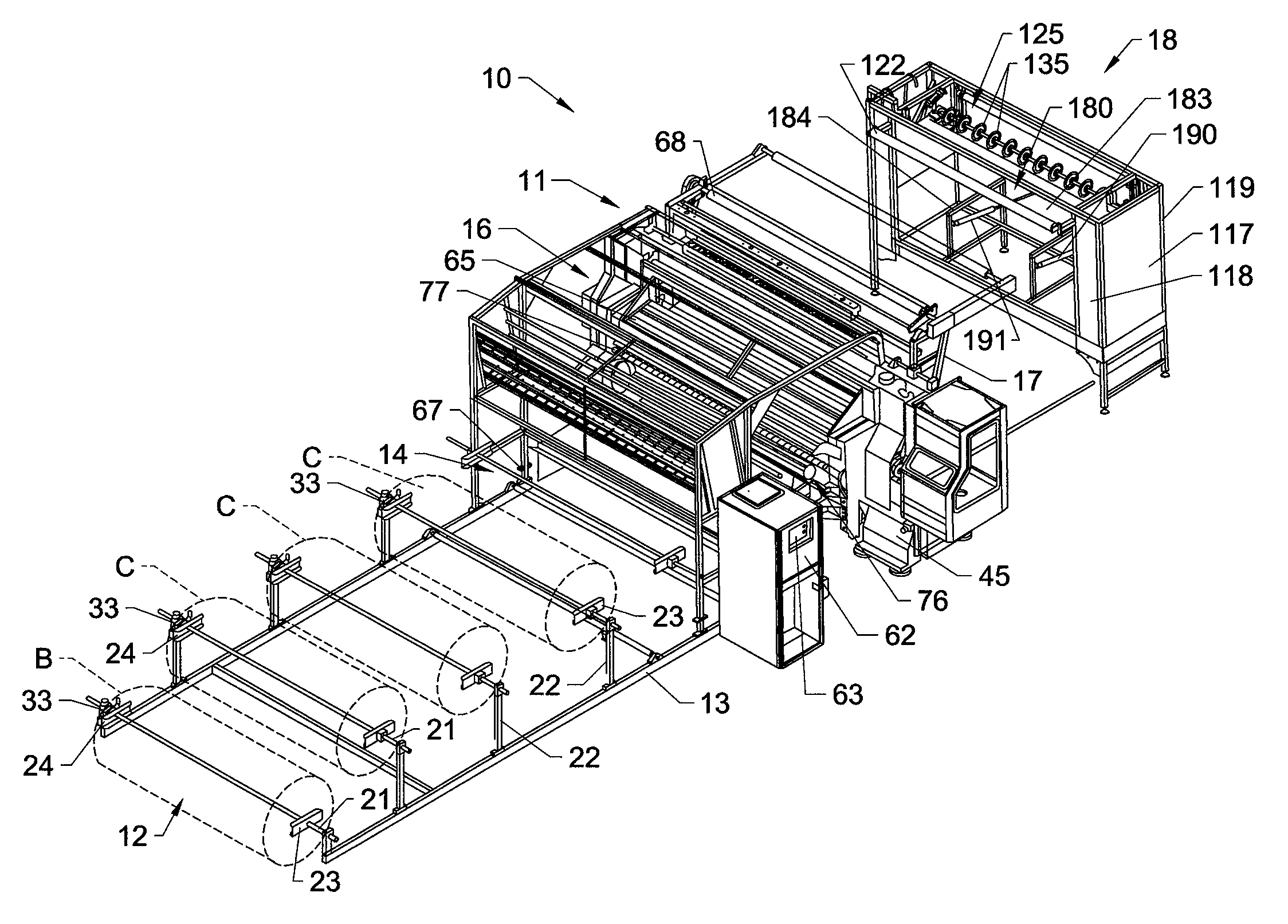 Panel quilting machine