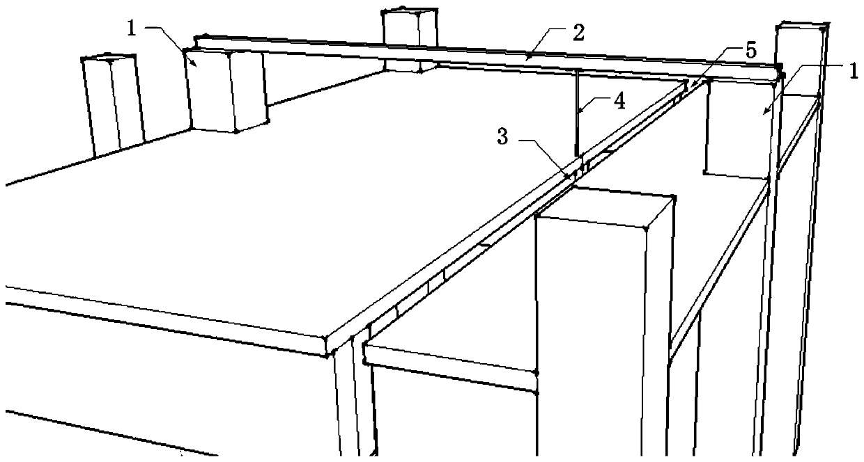 Post-pouring tape construction method for large-area roof buildings with main girders passing through post-pouring tape