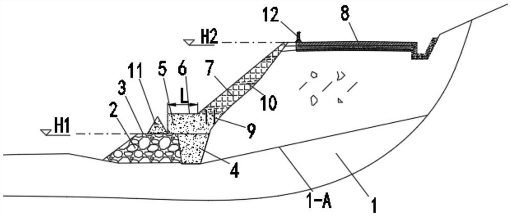 Anti-scouring and anti-sliding structure and its construction method for the road slope opposite the outlet of the diversion tunnel