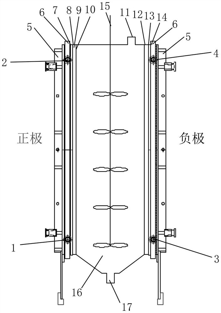Iron removal device for acid-containing copper sulfate solution