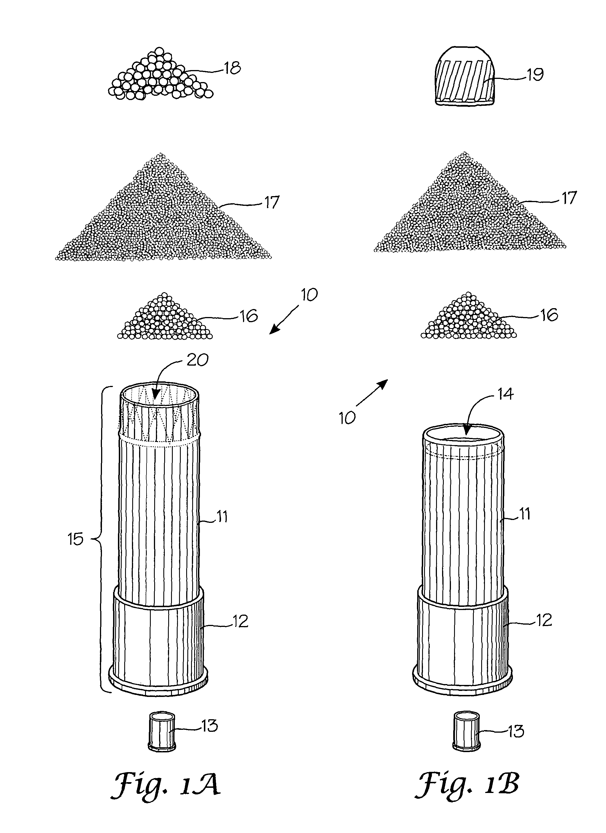 Wad-less cartridges and method of manufacturing the same
