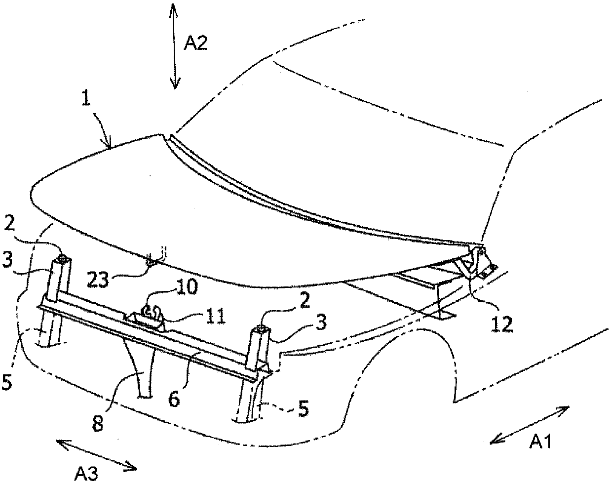 Hitch bracket mounting structure for vehicle hood