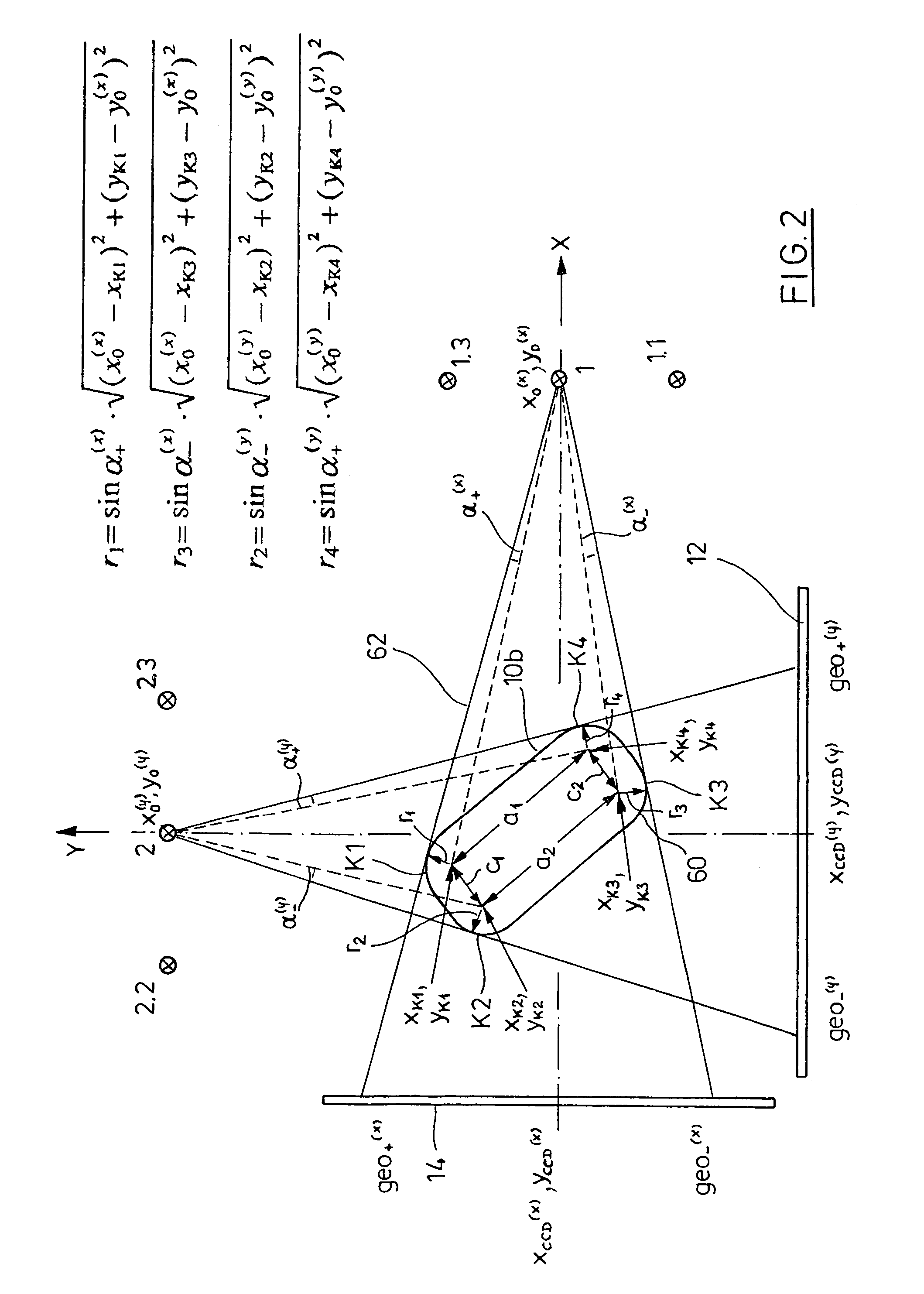 Method for measuring the dimension of a non-circular cross-section of an elongated article in particular of a flat cable or a sector cable