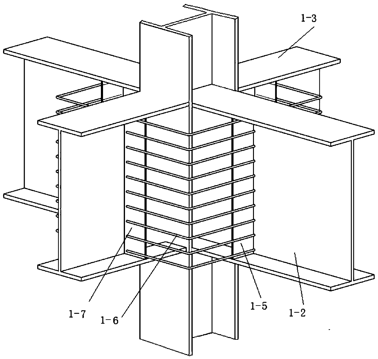 Construction method of steel rib column beam-column joint