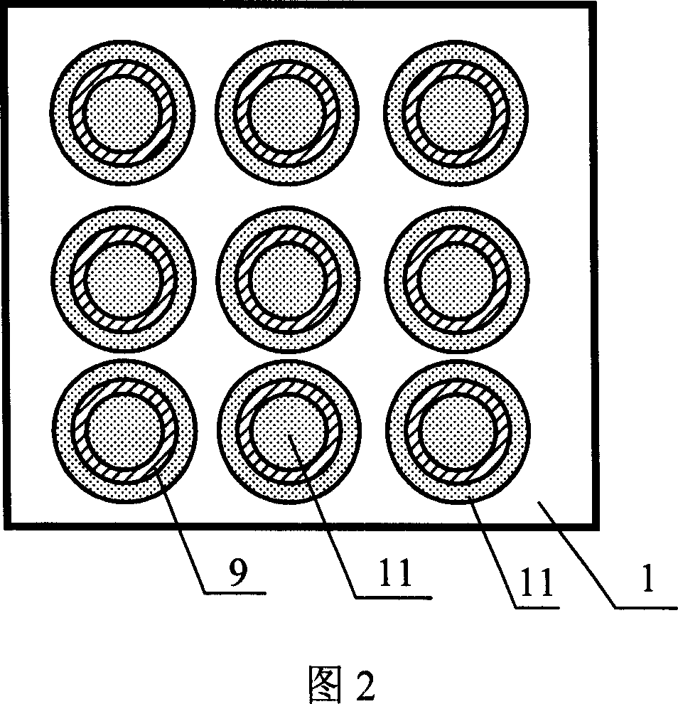 Flat display of multi-cathode side grid control structure and its manufacturing process