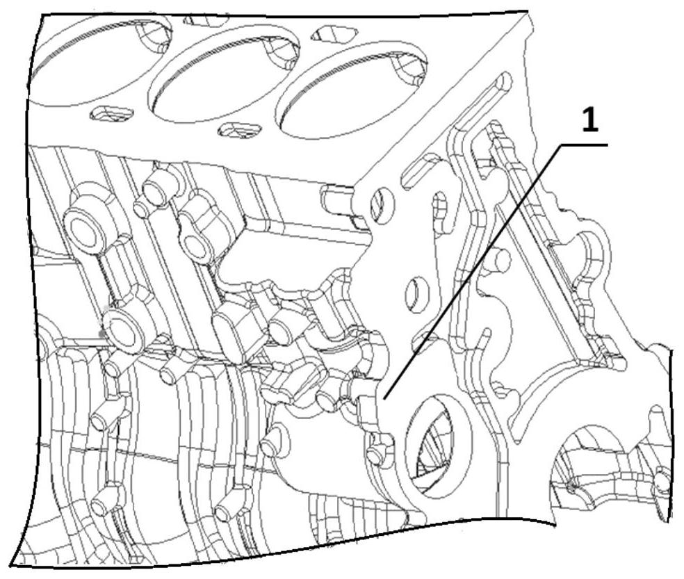Engine block casting method with integrated high-pressure oil pump and cold iron core support for casting