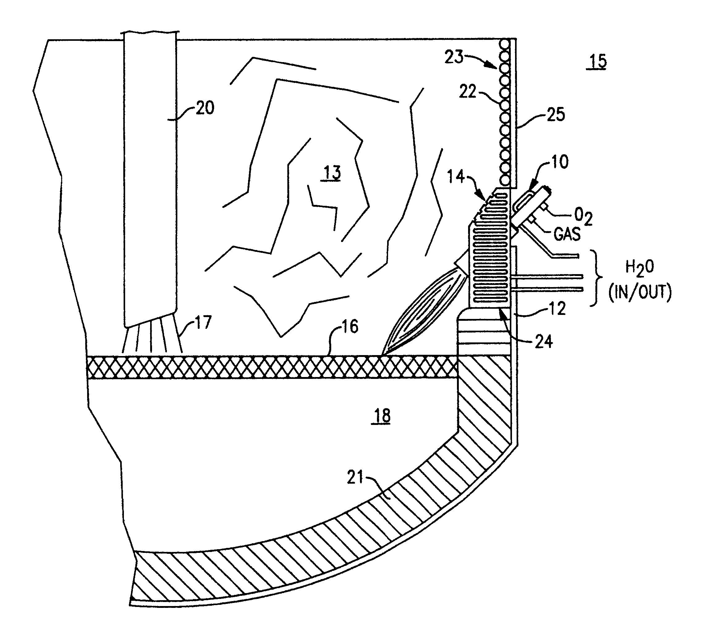 Mounting arrangement for auxiliary burner or lance