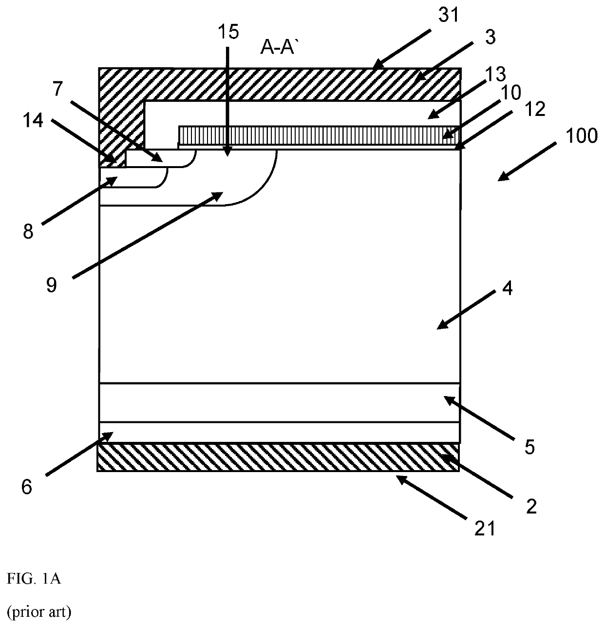 Trench planar MOS cell for transistors