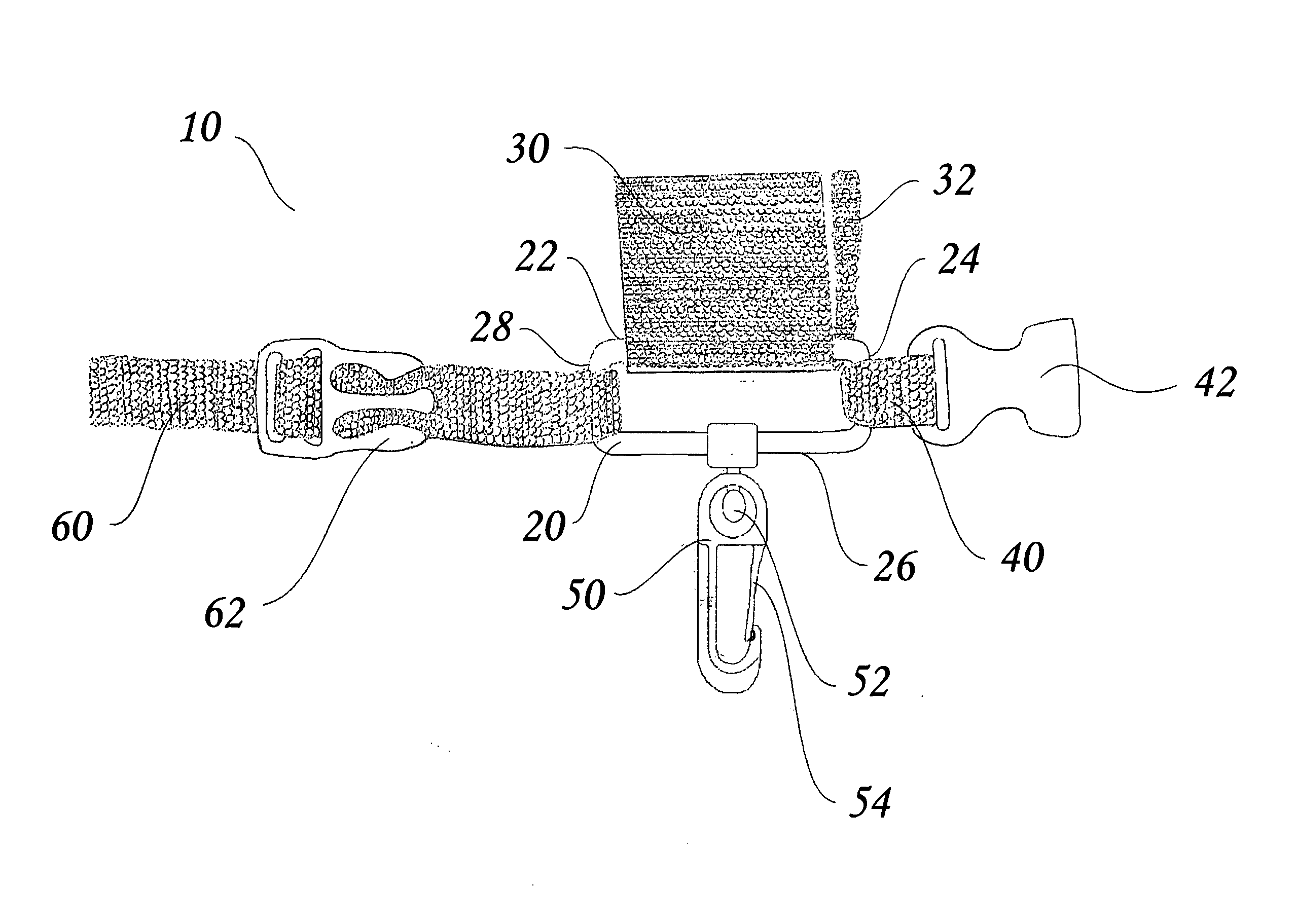 Yard tool harness tie-down and process for making same