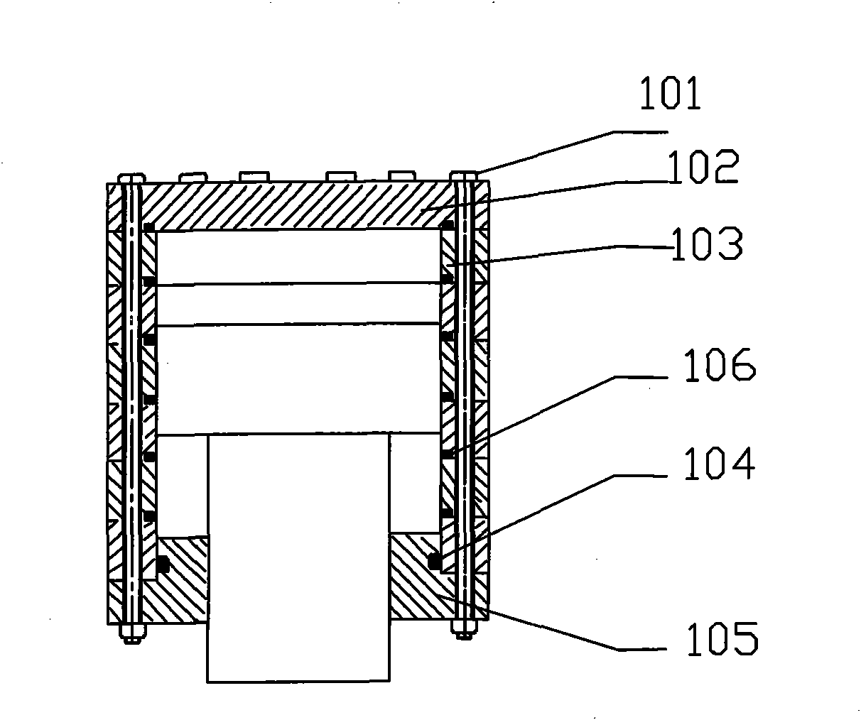 Lamination combining type rectangular oil cylinder