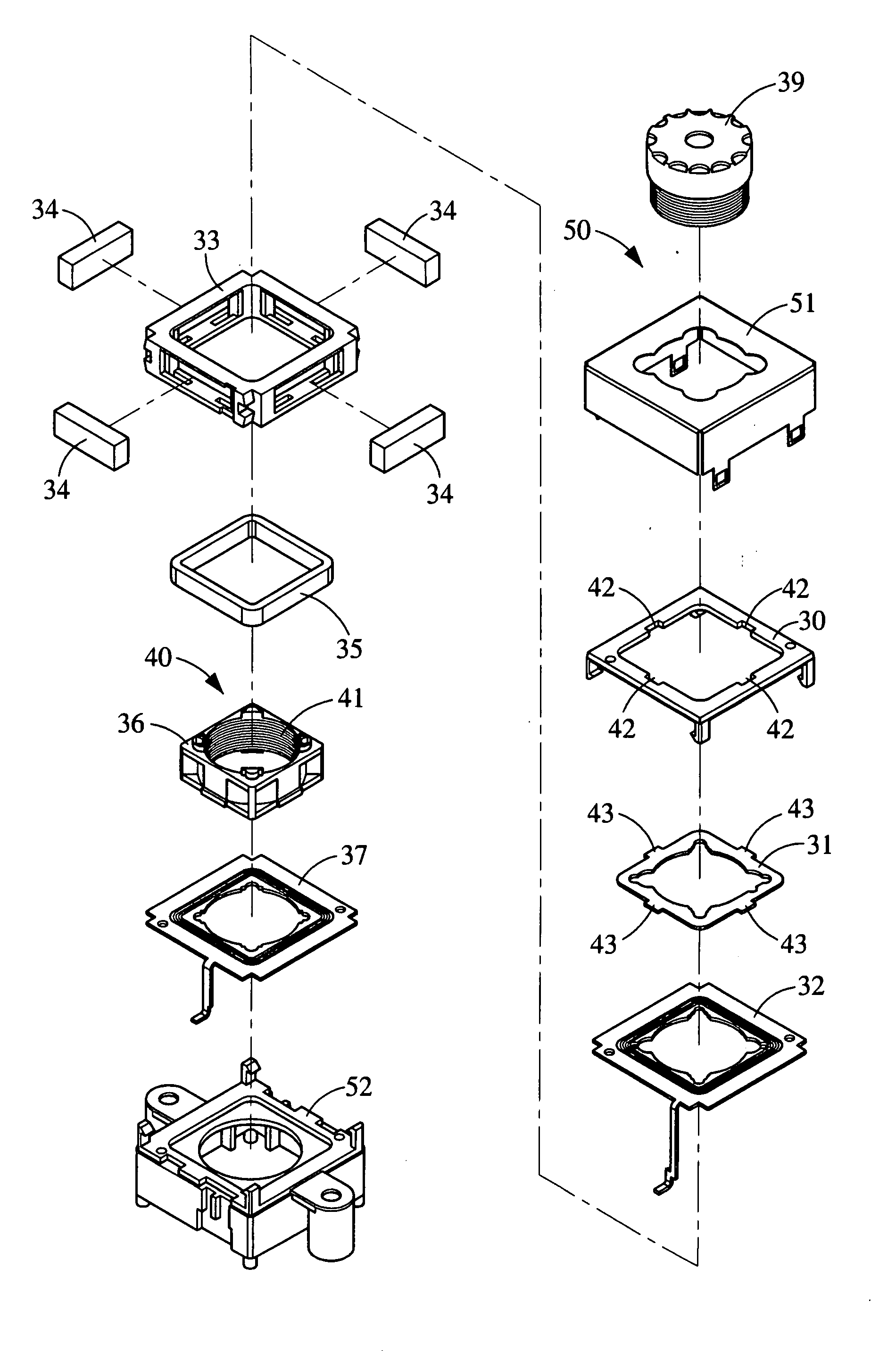 Protecting structure for movable mechanism in a miniature lens