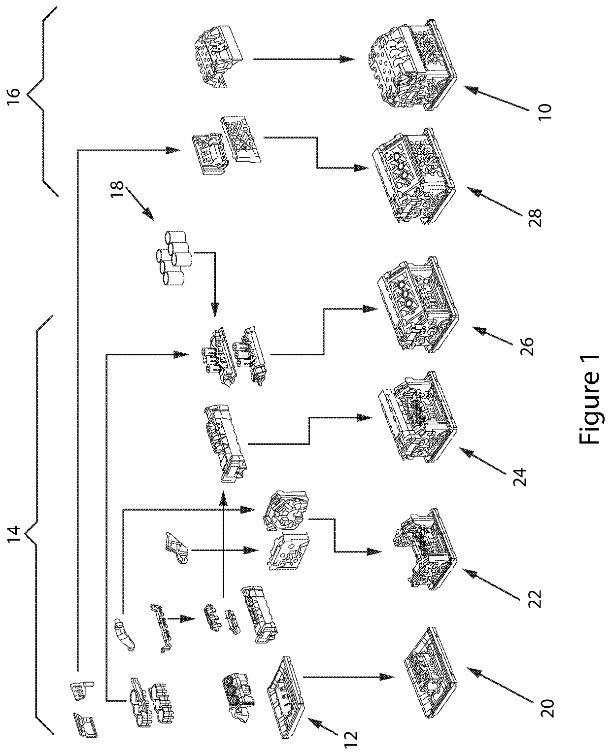 Automated assembly cell and assembly line for producing sand molds for foundries