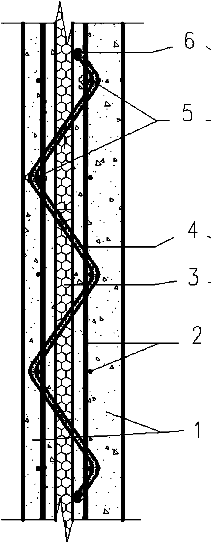 A prefabricated concrete sandwich insulation exterior wall panel connected by W-shaped steel core and glass fiber bars