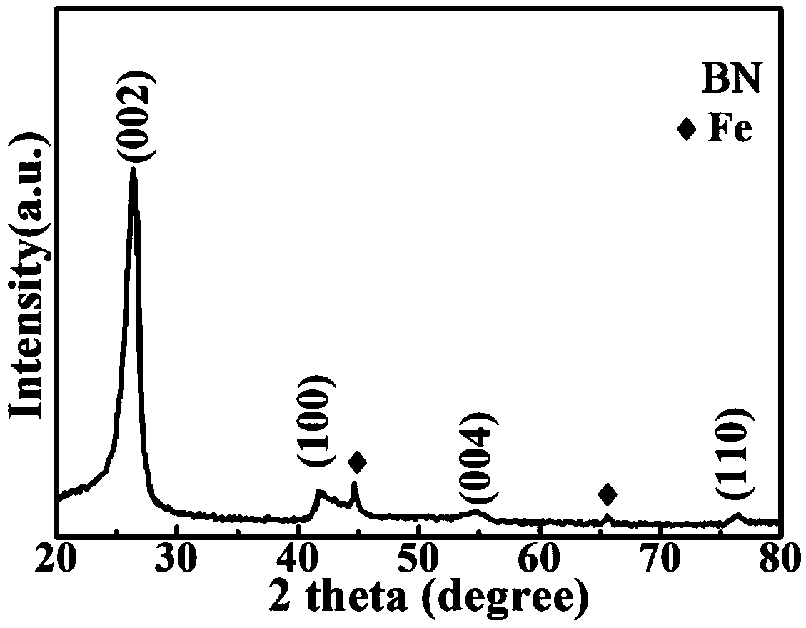 Fe nanometer dot @ BN nanospherecompound and preparation method and application thereof