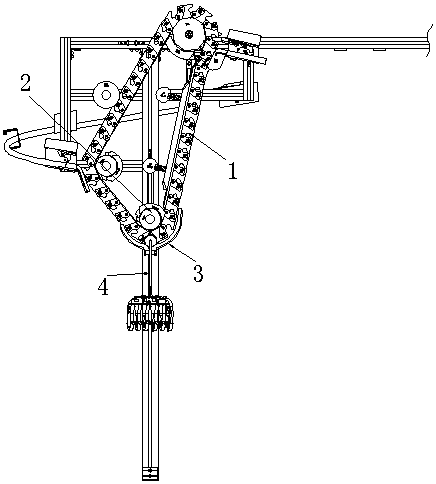 Limiting device for bent portion of cloth rack conveying chain