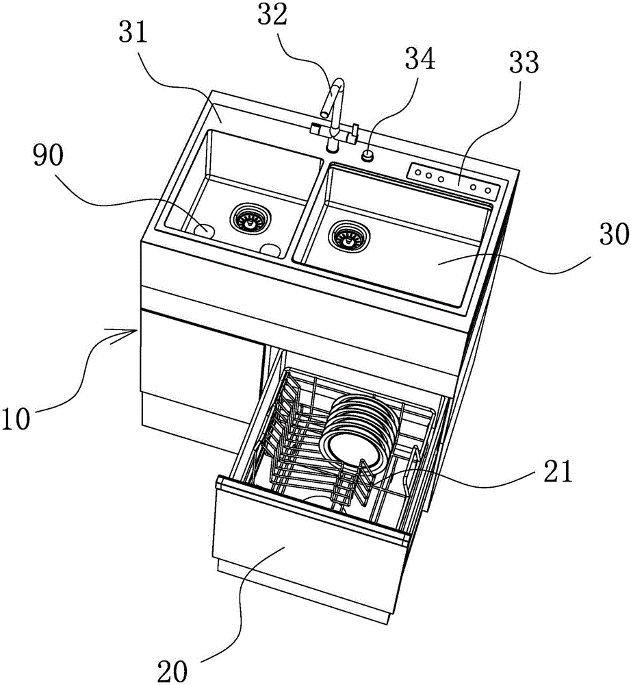 Drawer type integrated enhanced draining dish-washing machine