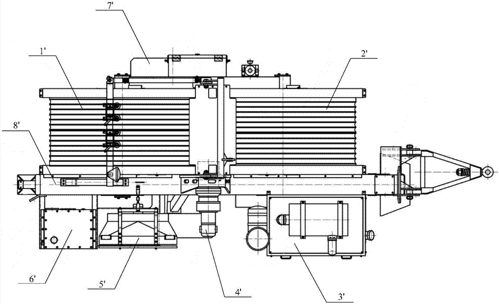 Split type tension machine of tension stringing for power transmission line