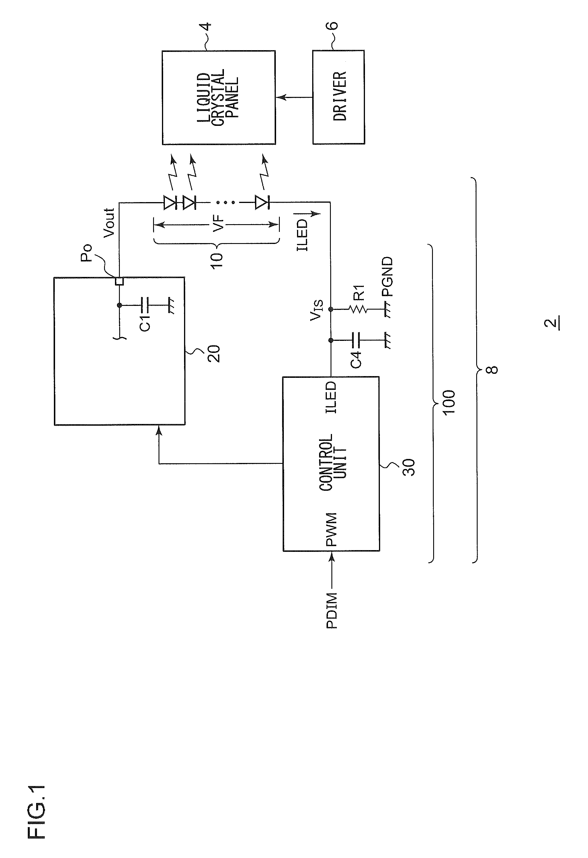 Circuit and method for driving LED string for backlight, and backlight and display device using the circuit