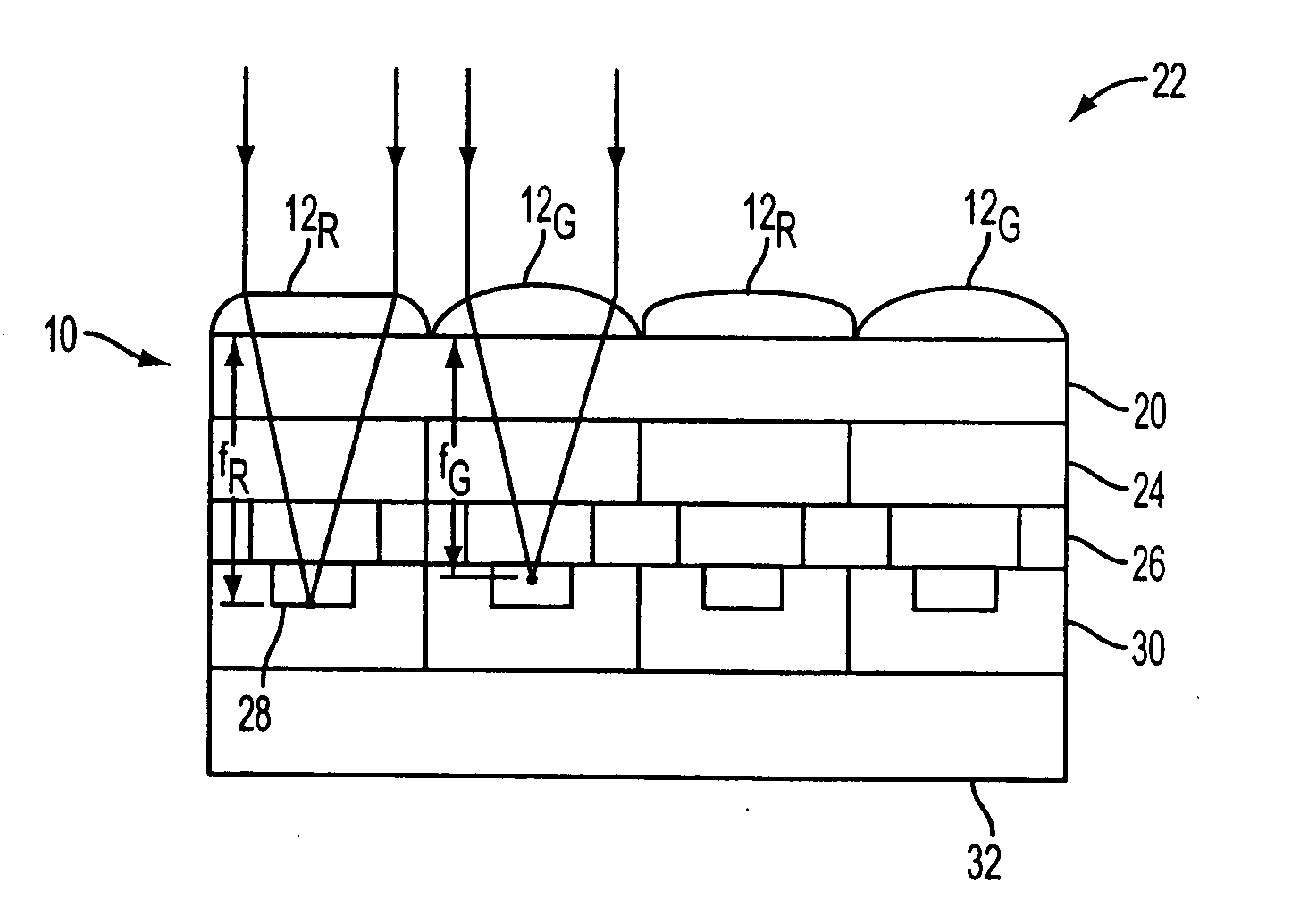 Controlling lens shape in a microlens array