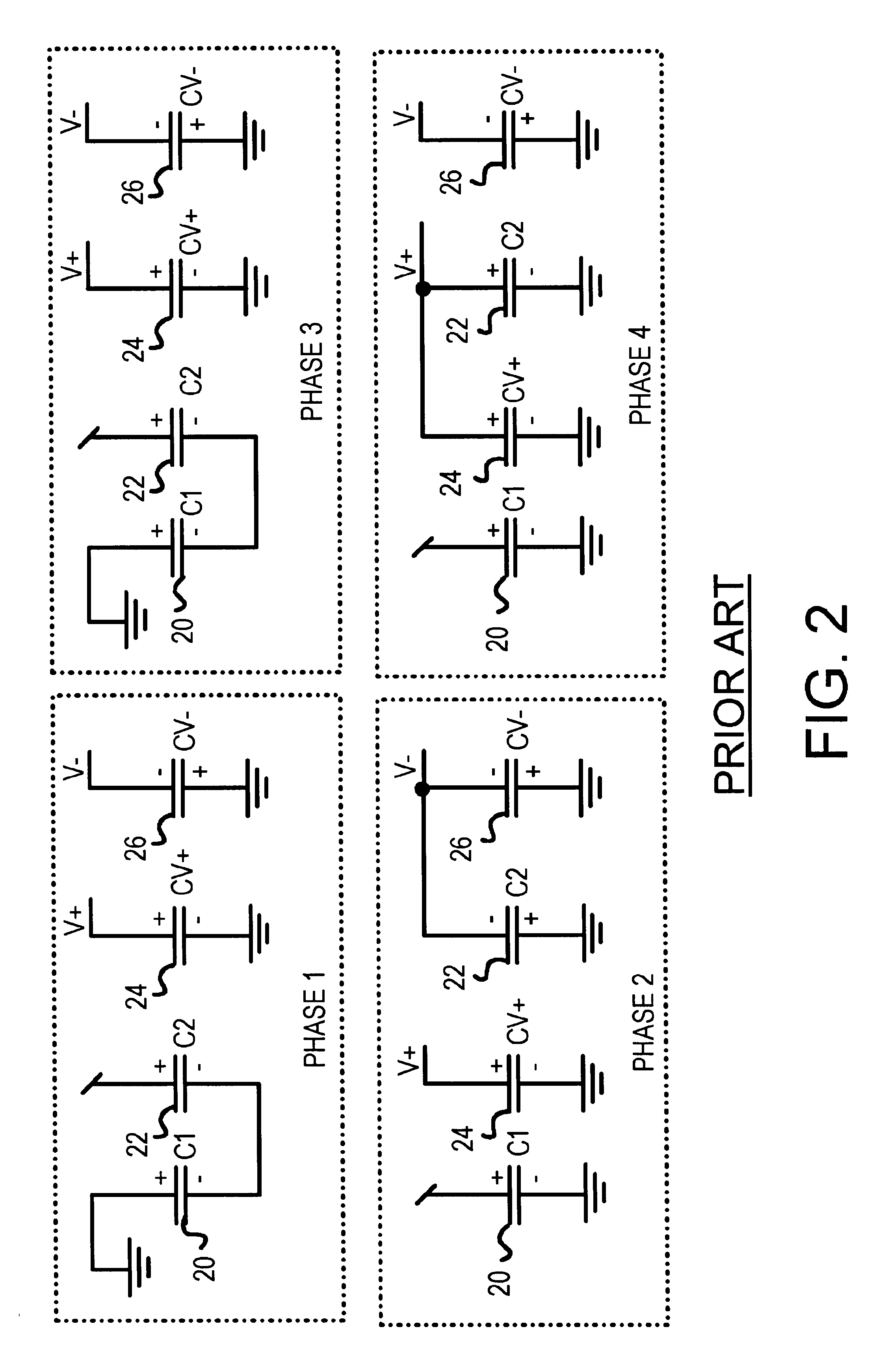 Asymmetric-amplitude dual-polarity charge pump with four-phase selectable operation