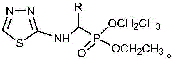 Alpha-amino phosphonate compound with 2-amino-1, 3, 4-thiadiazole structure and preparation method and application of alpha-amino phosphonate compound
