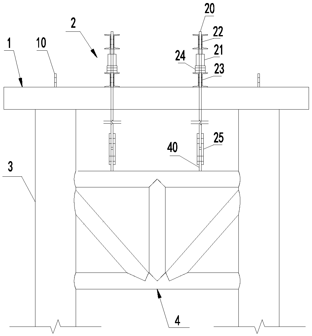 Device and a method for installing a connection system of a construction platform