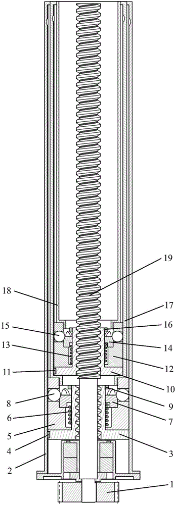Electric multistage actuating cylinder retracting and releasing locking device