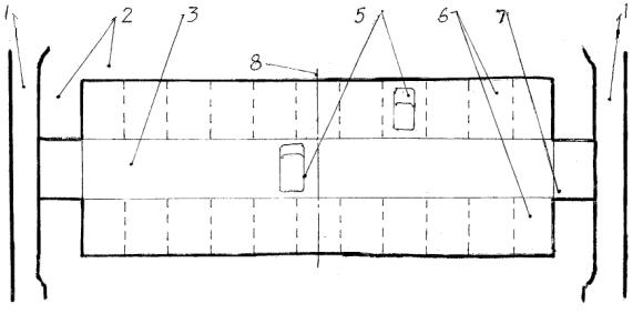 Scheme for designing three-dimensional carport frame structure across midair of wide type road